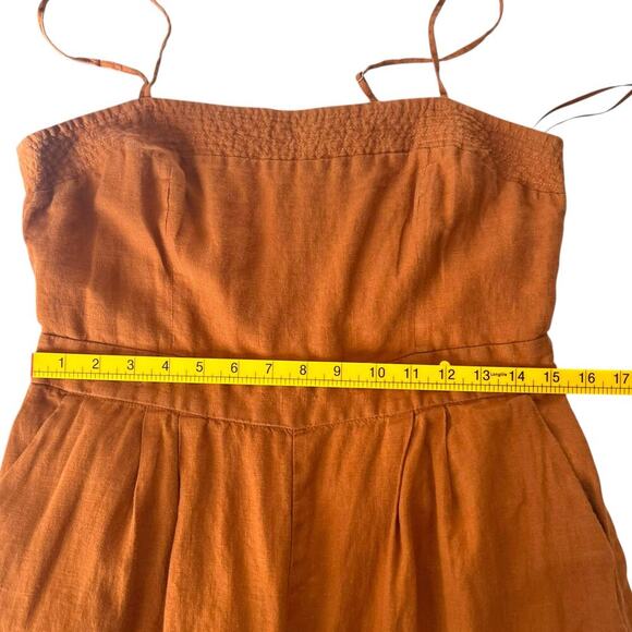 J.Crew Women's 100% Linen Sleeveless Lagenlook Jumpsuit Mustard Size 8 - Picture 10 of 11